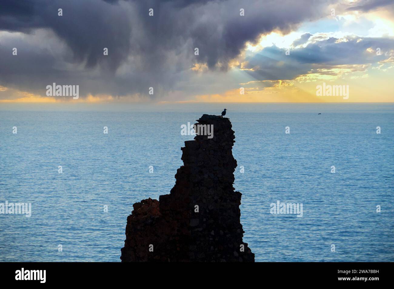 Sonnenuntergang im Naturpark der Küste von Almeria Stockfoto