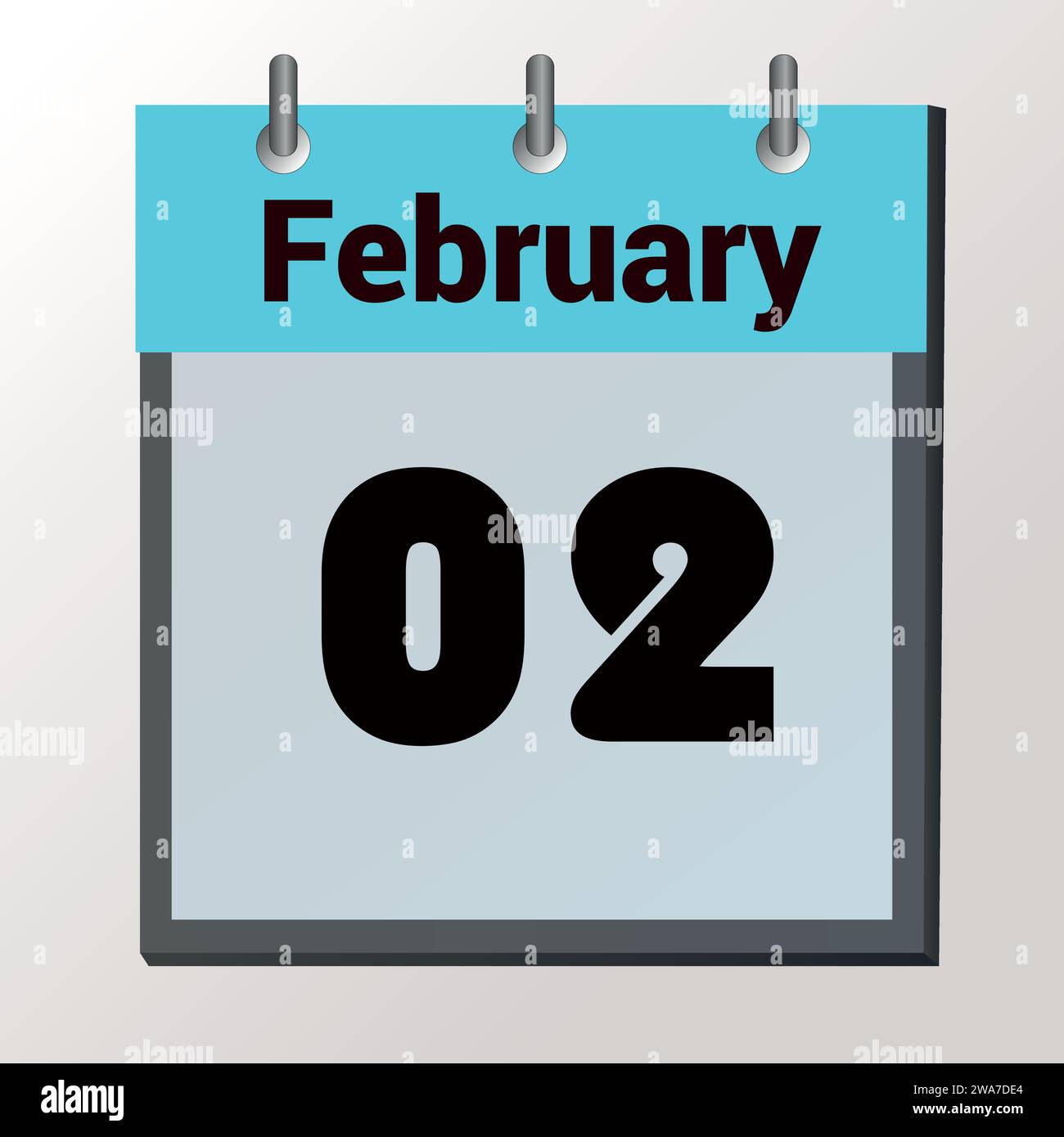 Tag im Kalender, Vektorbildformat, Februar 02 Stock Vektor
