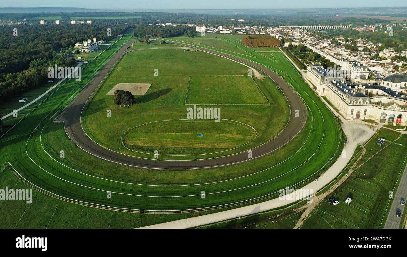 Drohnenfoto Chantilly Rennstrecke Frankreich Europa Stockfoto