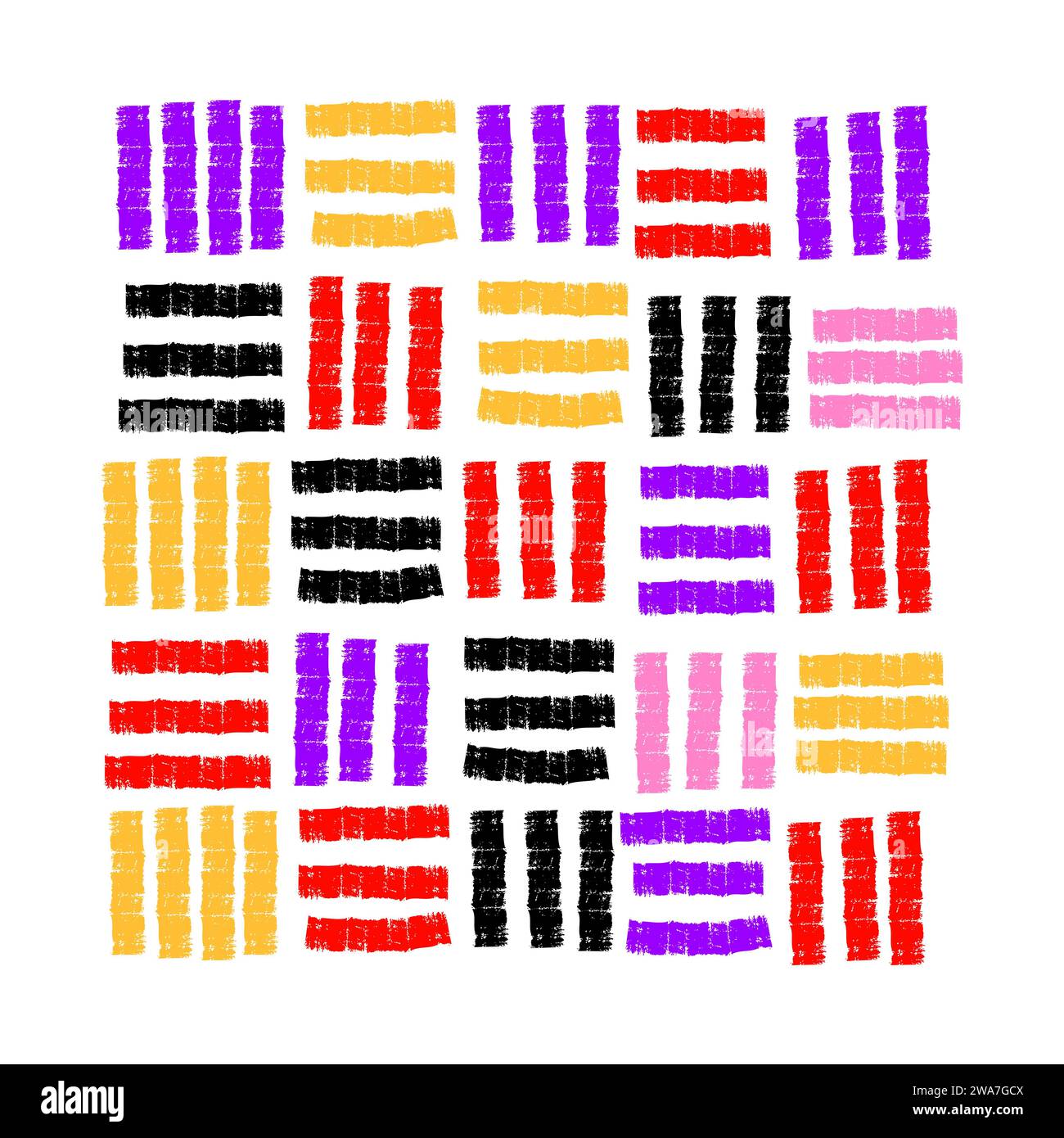 Gerade Pinselstriche und fettgedruckte Linien. Einfacher handgezeichneter Pinselstrich. Holzkohlestruktur. Bindestriche oder dicke Linien. Vektorraster für trockene Bürsten. Stock Vektor