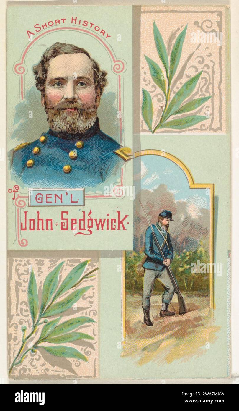 A Short History: General John Sedgwick, aus der Geschichte der Generäle-Serie (N114) von W. Duke, Sons & Co. Zur Förderung von Honest Long Cut Smoking and Chewing Tobacco 1963 von knapp & Company Stockfoto