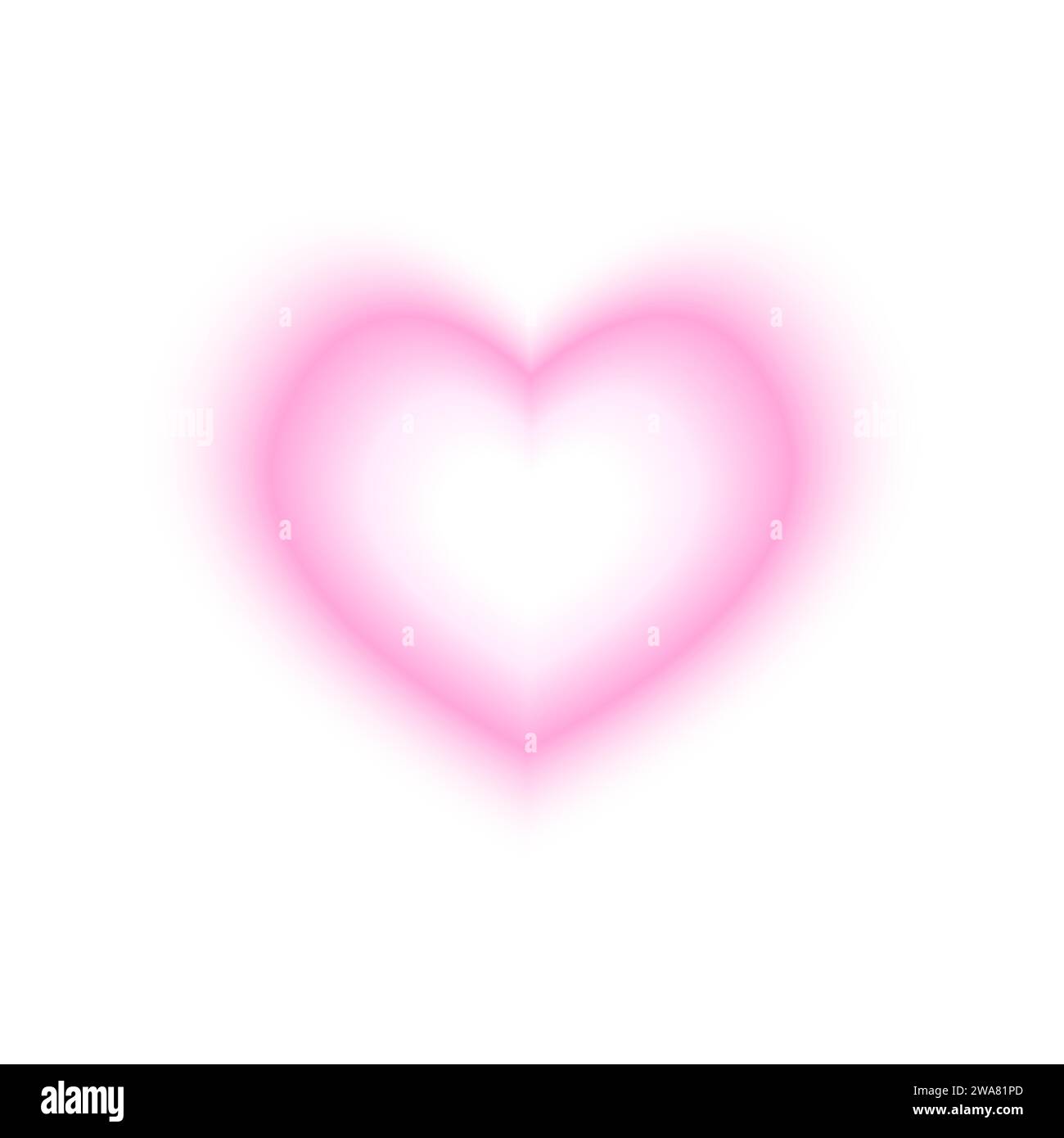 Rosafarbene Herzform mit verlaufendem Aura-Effekt. Trendiger y2k-Aufkleber in holografischem, unscharfen Stil isoliert auf weißem Hintergrund. Dekorationselement zum Valentinstag. Vektorabbildung Stock Vektor