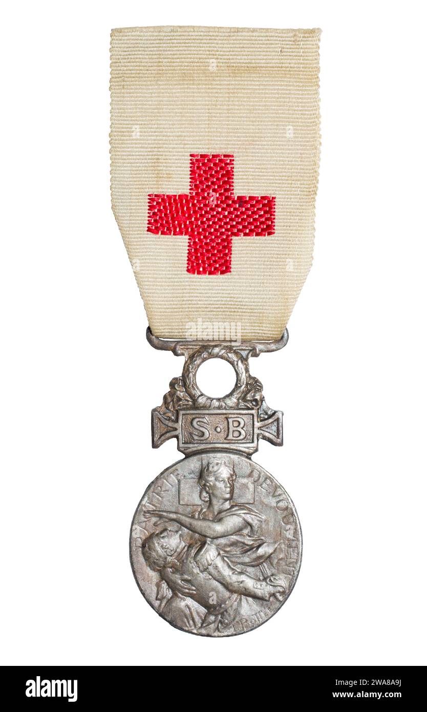 Die Medaille der französischen Gesellschaft für die Erleichterung militärischer Verwundeter. Stockfoto