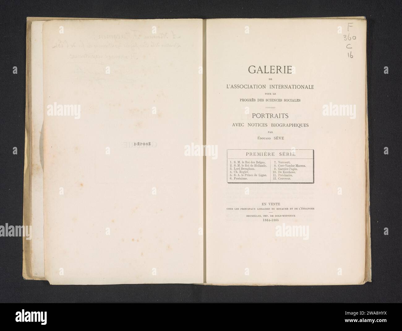 Galerie der International Association for Progress of Social Sciences: Portraits with biographical Notices: First Series / von Edouard Sève, Edouard Sève, 1864 - 1865 Buch Brüssel Paper. Fotounterstützung für Druck/Albumendruck Stockfoto