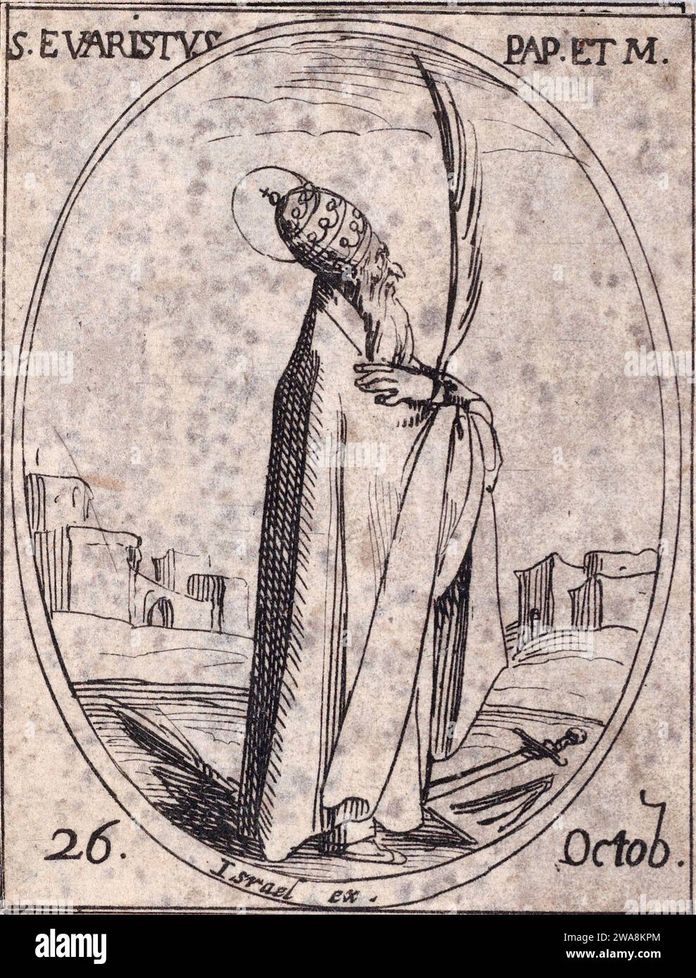 Papst Evaristus war der zweite griechische Papst und war von 99 bis 107 n. Chr. Pontiff. Er war der fünfte Papst. Er war auch als Aristus bekannt. Stockfoto