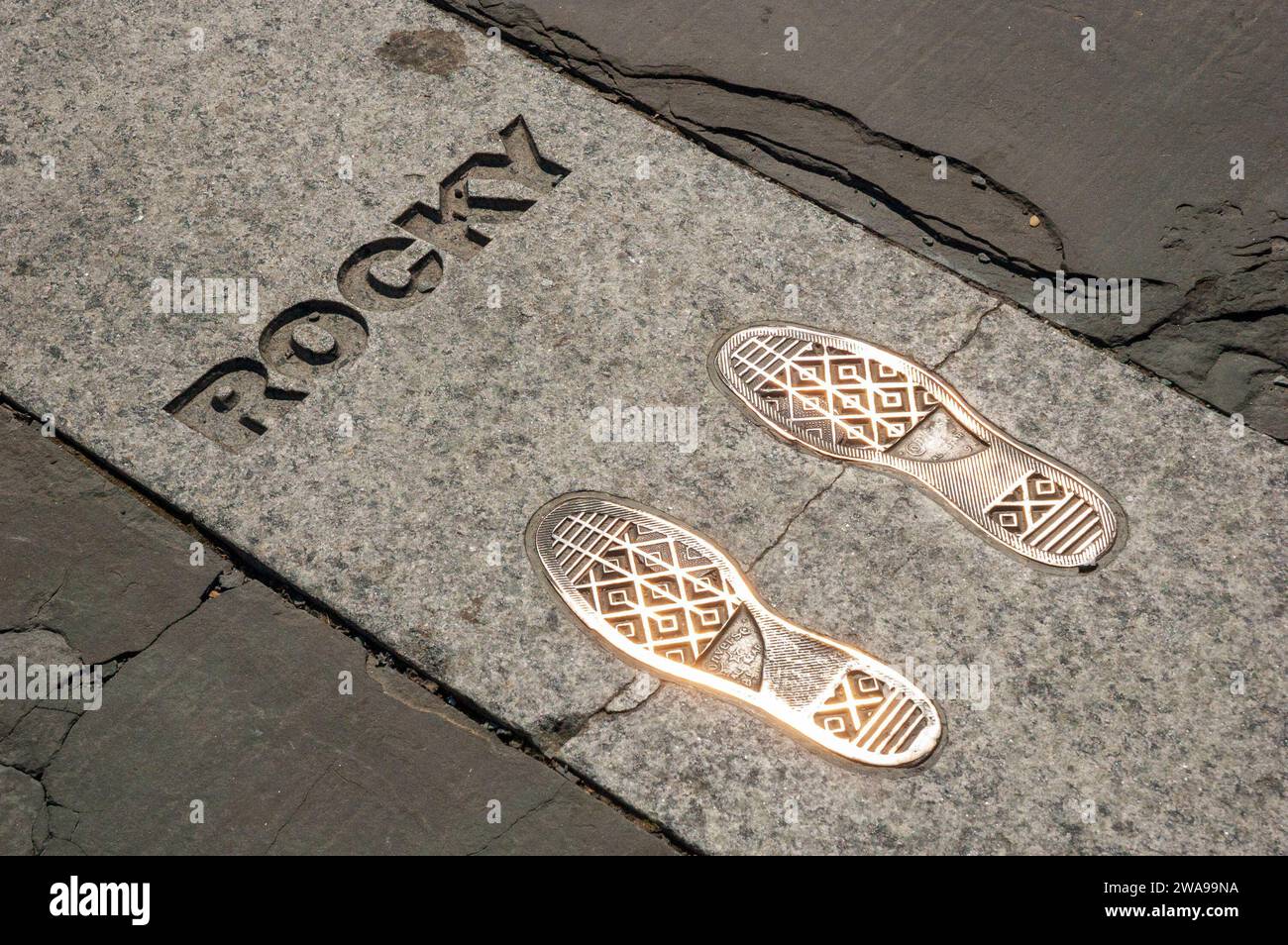 The Rocky Steps and Statue im Philadelphia Museum of Art in Philadelphia, Pennsylvania, USA Stockfoto