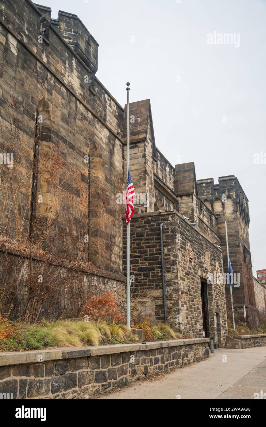 Das Äußere des Eastern State Penitentiary, Gefängnis in Philadelphia, Pennsylvania, USA Stockfoto