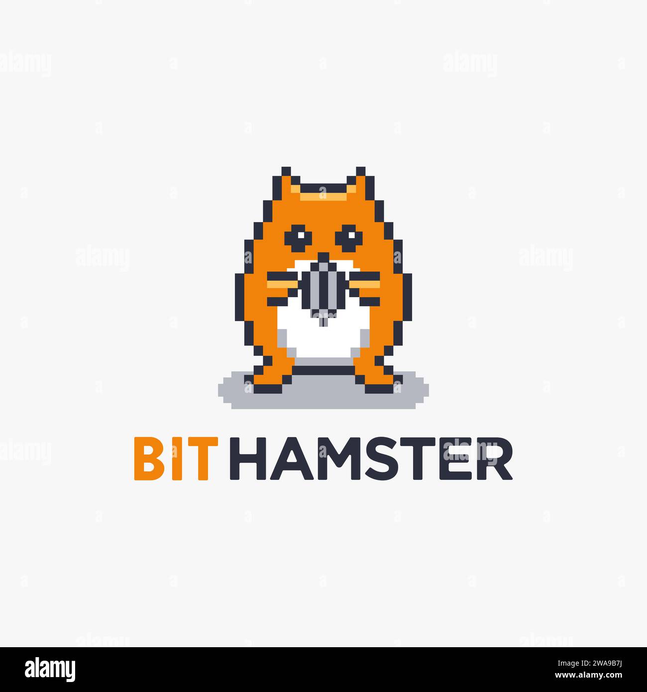 Nette und lustige Zeichentrick Maskottchen Hamster Logo Icon Vektor Vorlage mit Pixel Bit Stil Zeichnung auf weißem Hintergrund Stock Vektor