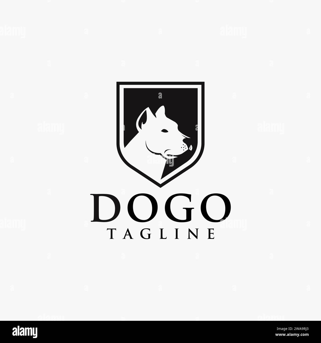 Schild von dogo Argentino Logo Symbol Vektorvorlage auf weißem Hintergrund Stock Vektor