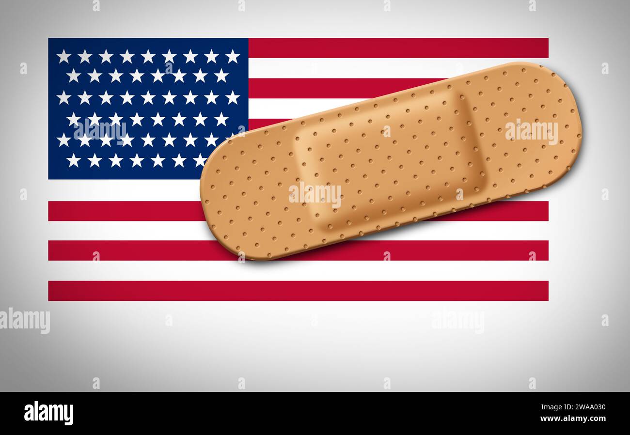 Amerikanisches Konjunkturkonzept und Beseitigung sozialer Ungerechtigkeit in den USA und Wirtschaftspolitik zur Wiederherstellung der Wirtschaft und des sozialen Sicherheitsnetzes der Vereinigten Staaten Stockfoto