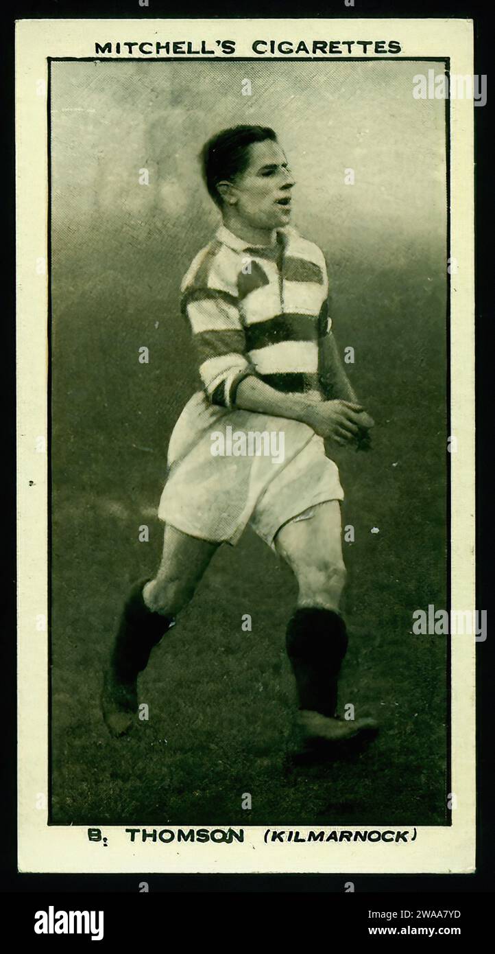 Fußballspieler B.Thomson Kilmarnock FC - Vintage Zigarettenkarte Illustration Stockfoto