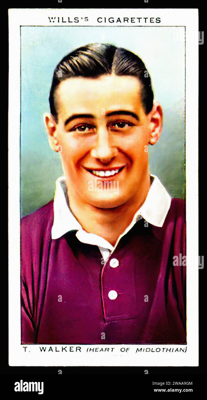 Hearts Footballer Tommy Walker - Vintage Zigarettenkarte Illustration Stockfoto