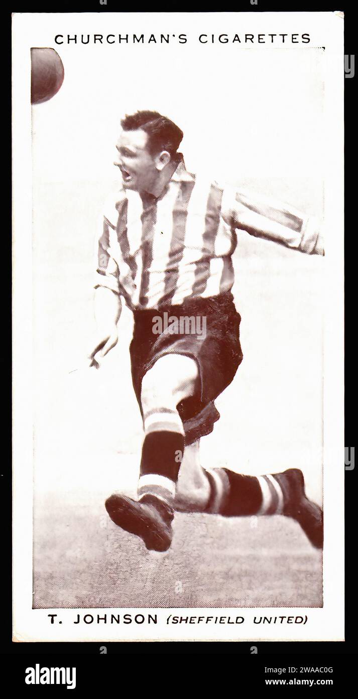Tom Johnson Sheffield United F.C. - Vintage Zigarettenkarte Illustration Stockfoto