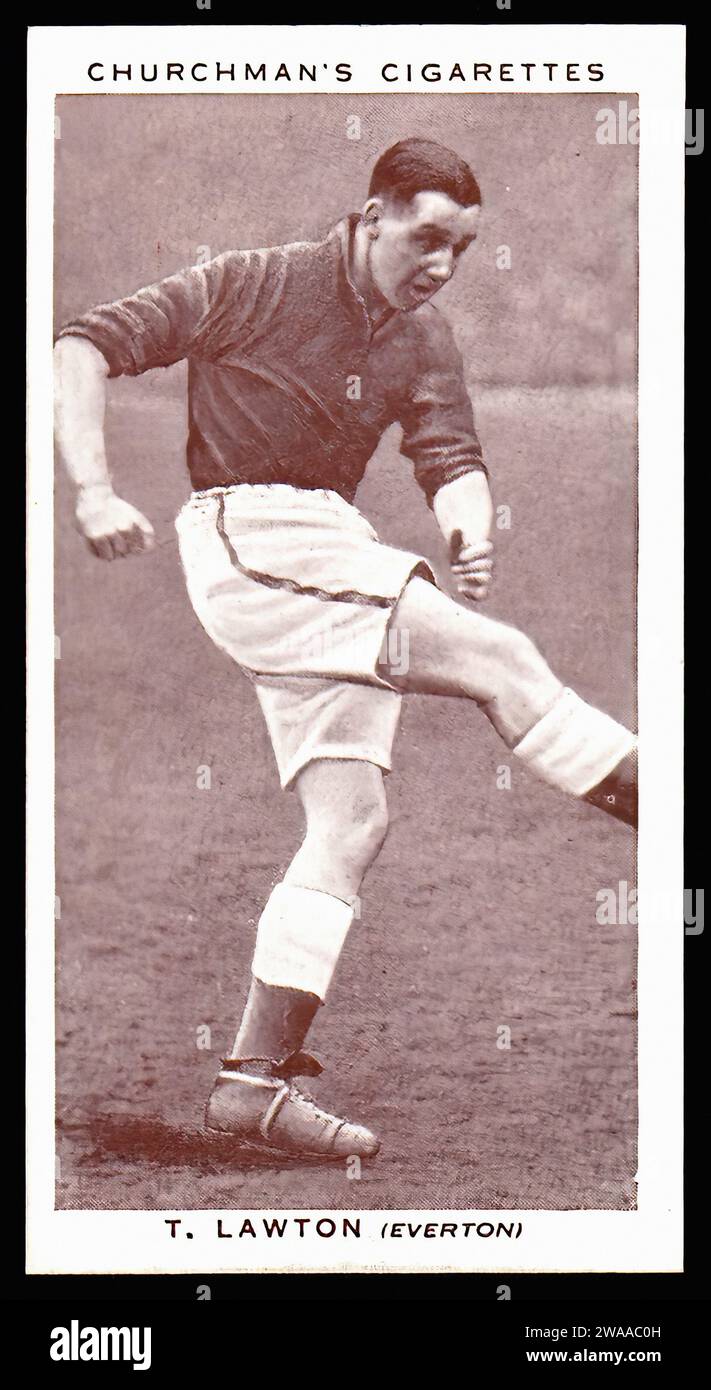 Tommy Lawton Everton F.C. - Vintage Zigarettenkarte Illustration Stockfoto