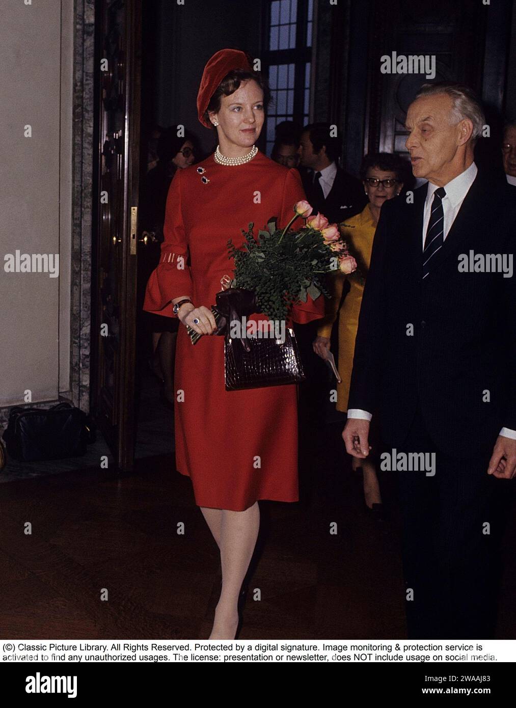 Margrethe II. Von Dänemark. Bei einem Besuch in Schweden 1973. Stockfoto