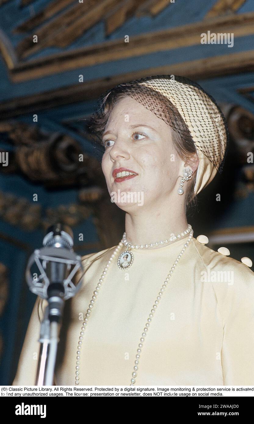Margrethe II. Von Dänemark. Bei einem Besuch in Schweden 1973. Stockfoto