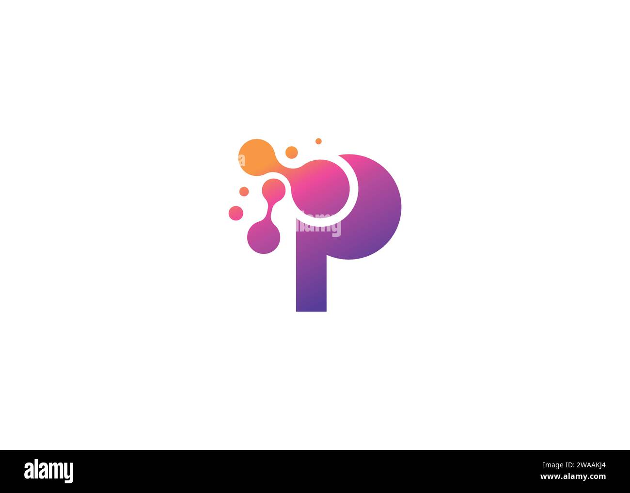 Letter P Technology Vektor-Monogramm-Logo-Designvorlage. Letter P Molecule, Science and Bio Technology Vector Logo Stock Vektor