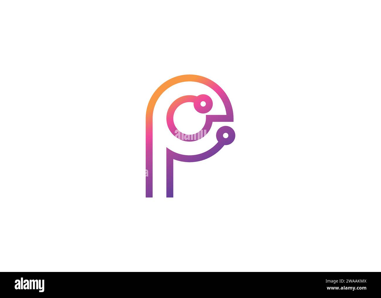 Letter P Technology Vektor-Monogramm-Logo-Designvorlage. Letter P Molecule, Science and Bio Technology Vector Logo Stock Vektor