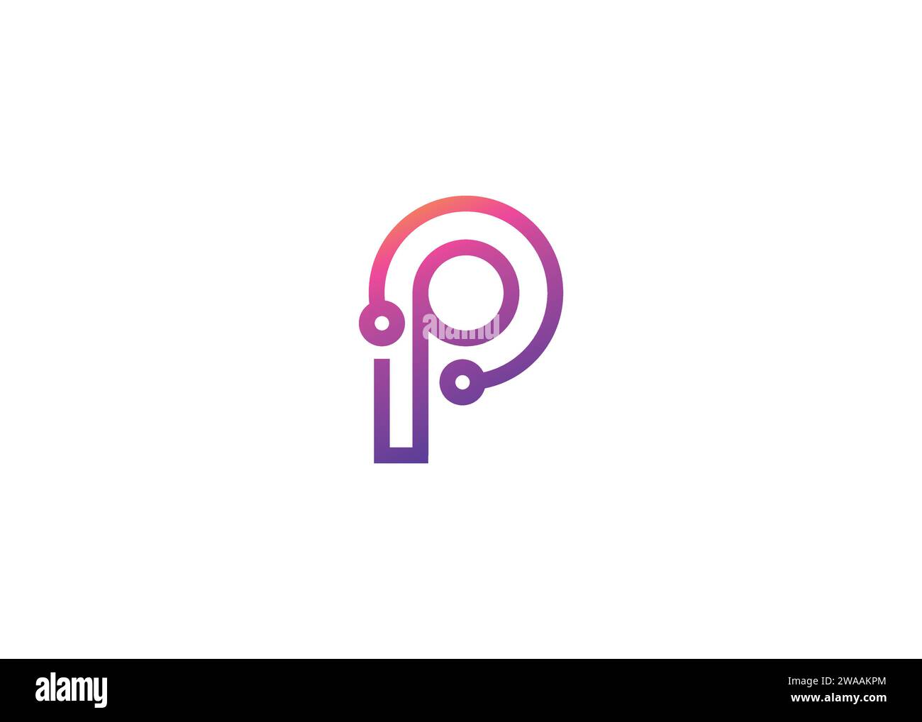 Letter P Technology Vektor-Monogramm-Logo-Designvorlage. Letter P Molecule, Science and Bio Technology Vector Logo Stock Vektor