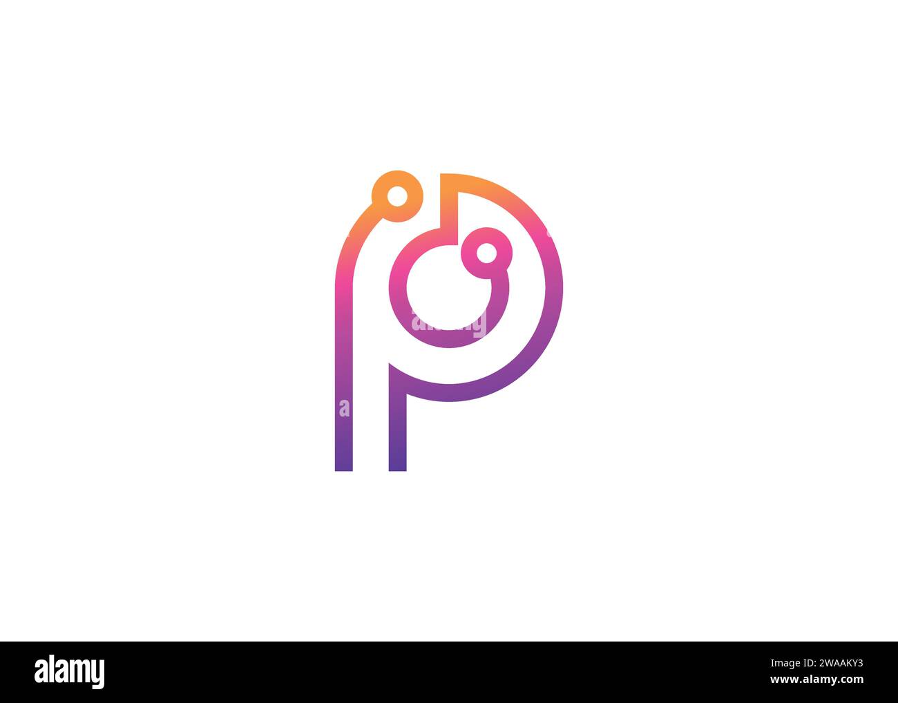 Letter P Technology Vektor-Monogramm-Logo-Designvorlage. Letter P Molecule, Science and Bio Technology Vector Logo Stock Vektor