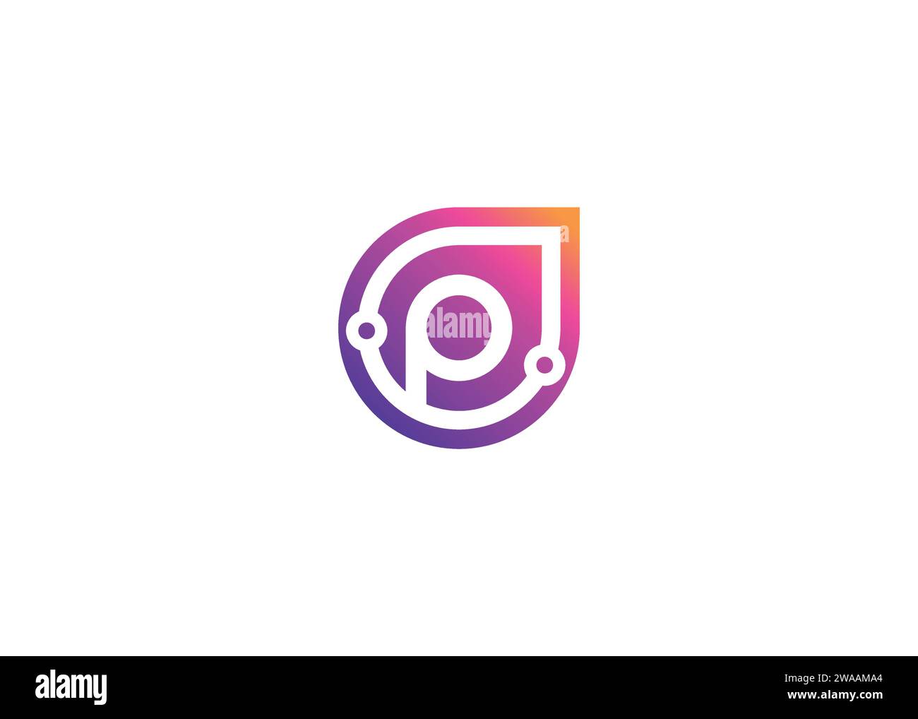 Letter P Technology Vektor-Monogramm-Logo-Designvorlage. Letter P Molecule, Science and Bio Technology Vector Logo Stock Vektor