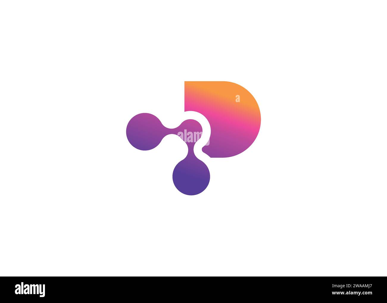 Letter P Technology Vektor-Monogramm-Logo-Designvorlage. Letter P Molecule, Science and Bio Technology Vector Logo Stock Vektor