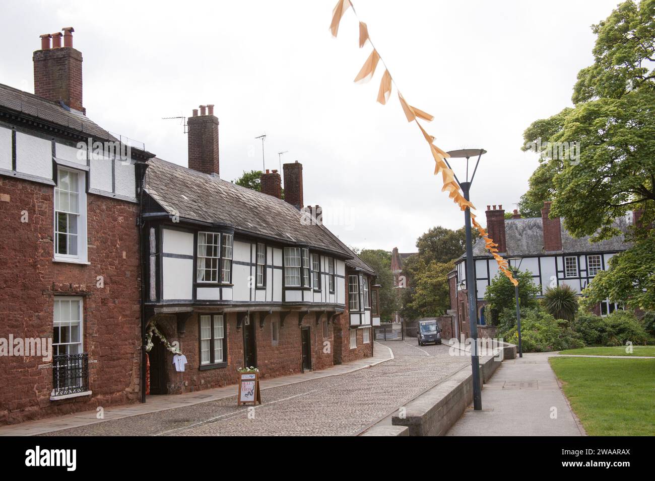 Blick auf die Kathedrale in Exexter, Devon in Großbritannien Stockfoto