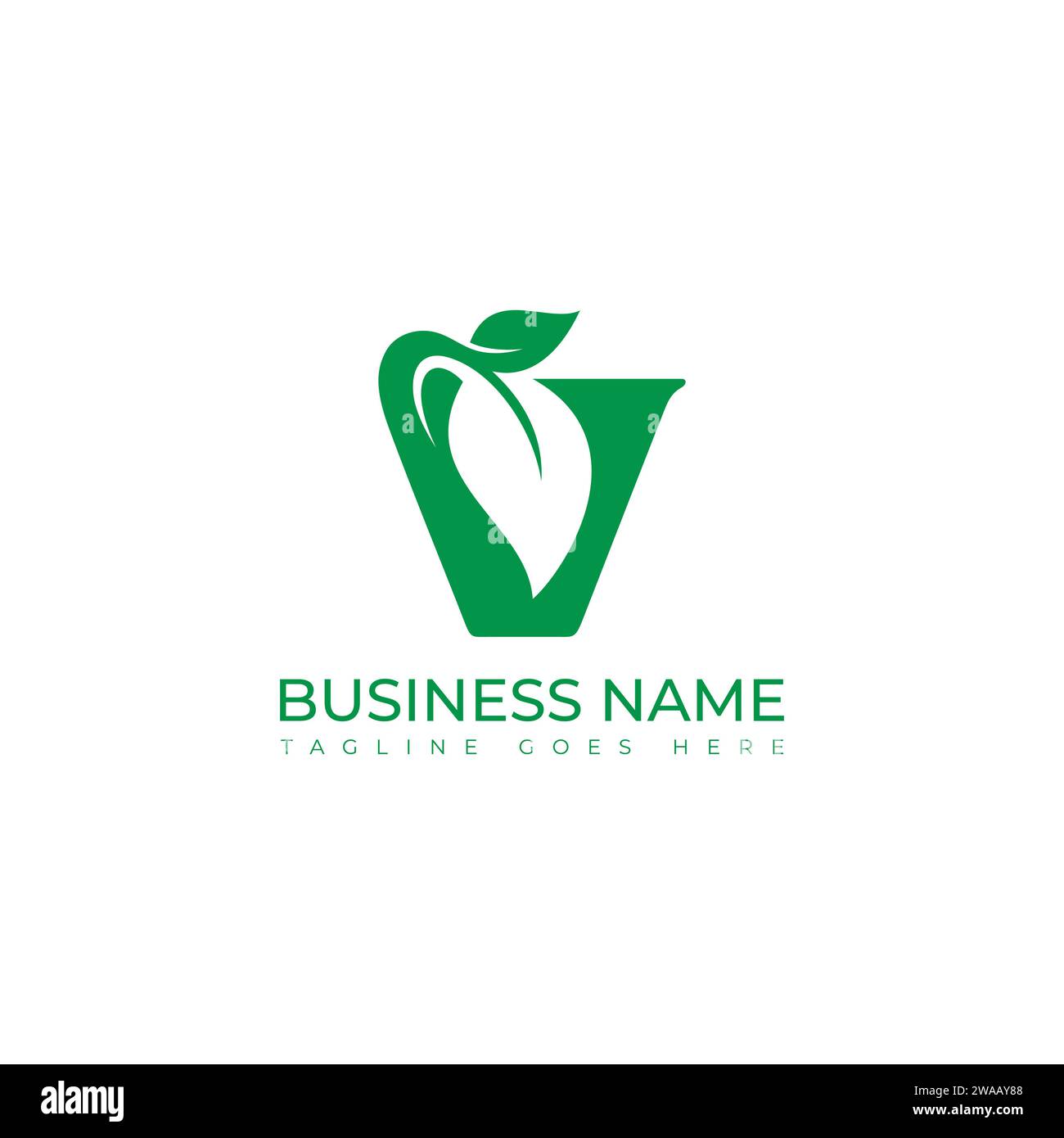 Ursprüngliches V-Blatt-Logo. Umweltfreundliches Logo-Konzept. Modernes Vektorlogo für ökologische Geschäfts- und Unternehmensidentität. Stock Vektor