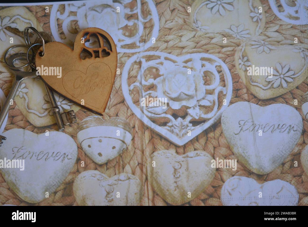 Valentines Liebessprache. Die Schlüssel zu jedem Herzen. Valentines Liebessprache die Schlüssel zu jedem Herzen sind immer im Überfluss. Stockfoto