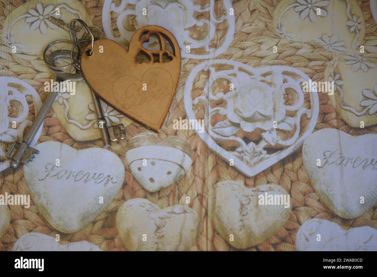 Valentines Liebe Linguae die Schlüssel zu jedem Herzen, Valentines Liebessprache die Schlüssel zu jedem Herzen, das reich ist. Stockfoto