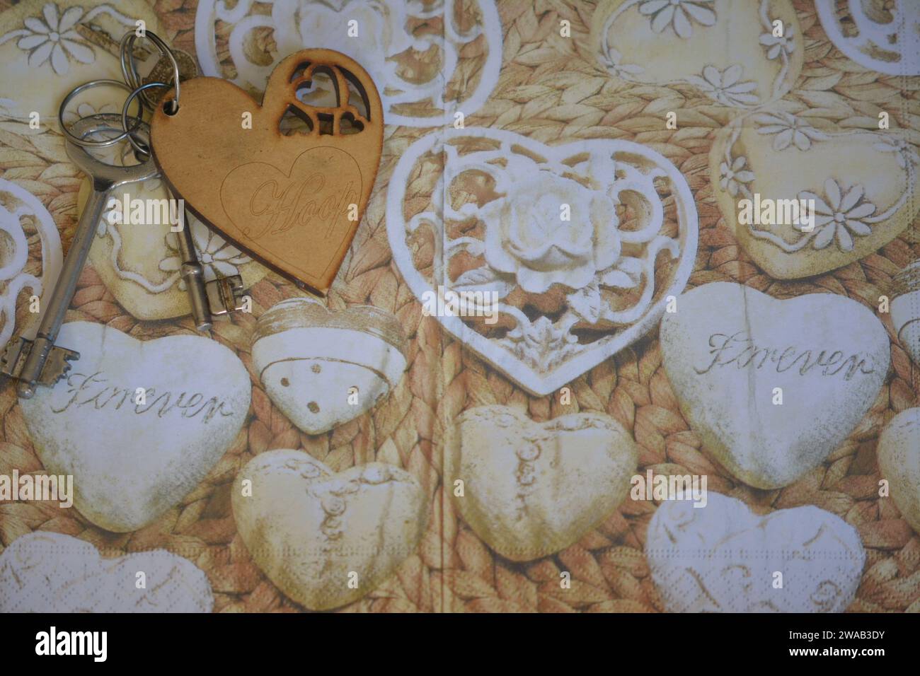 Valentines Liebe Linguae die Schlüssel zu jedem Herzen, Valentines Liebessprache die Schlüssel zu jedem Herzen, das reich ist. Stockfoto