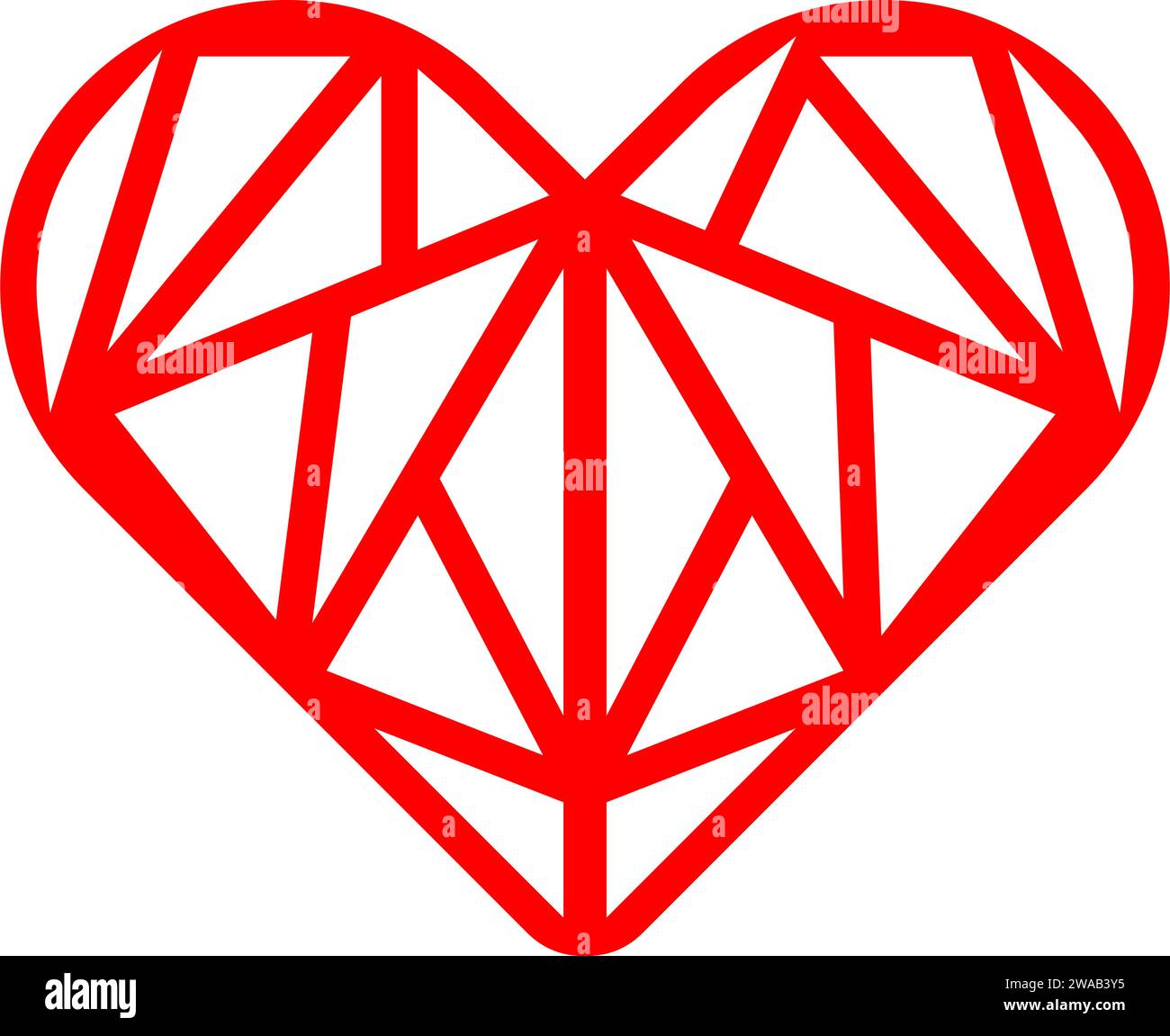 Symbol für geometrisch verzierte Herzform. Vektorabbildung Stock Vektor