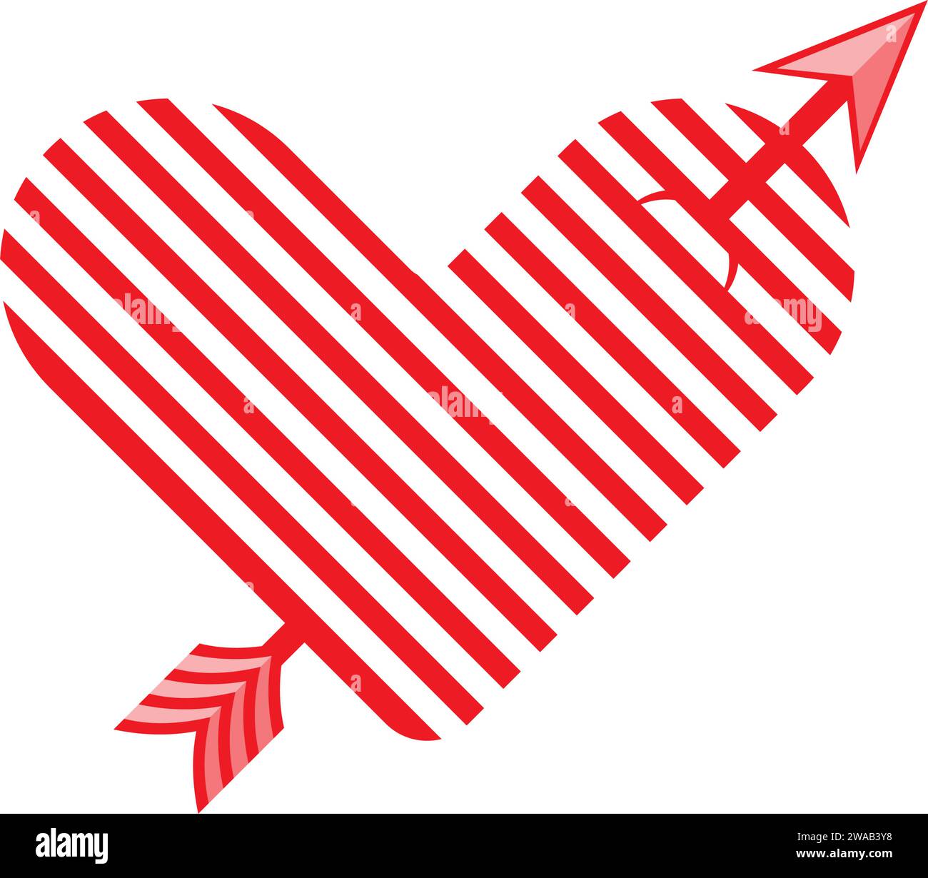Symbol mit schraffinierter Herzform. Vektorabbildung Stock Vektor