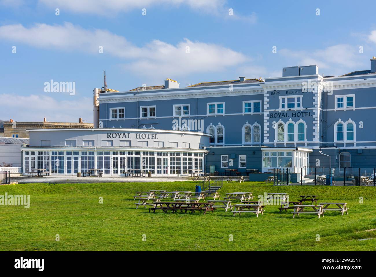 Das Royal Hotel an der Küste der Küstenstadt Weston-super-Mare, North Somerset, England. Stockfoto