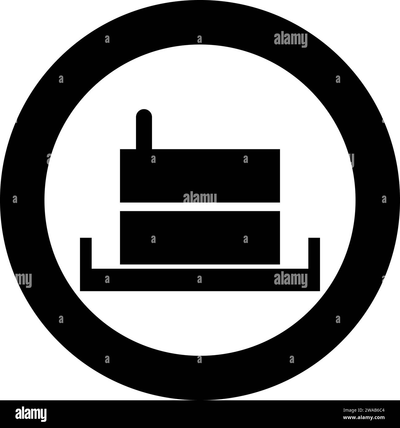 Mühlstein manuell alte Steinmühle Mehl Produktion Mahlkorn mit Griffhalter Symbol im Kreis rund schwarz Farbe Vektor Illustration Bild Solid Stock Vektor