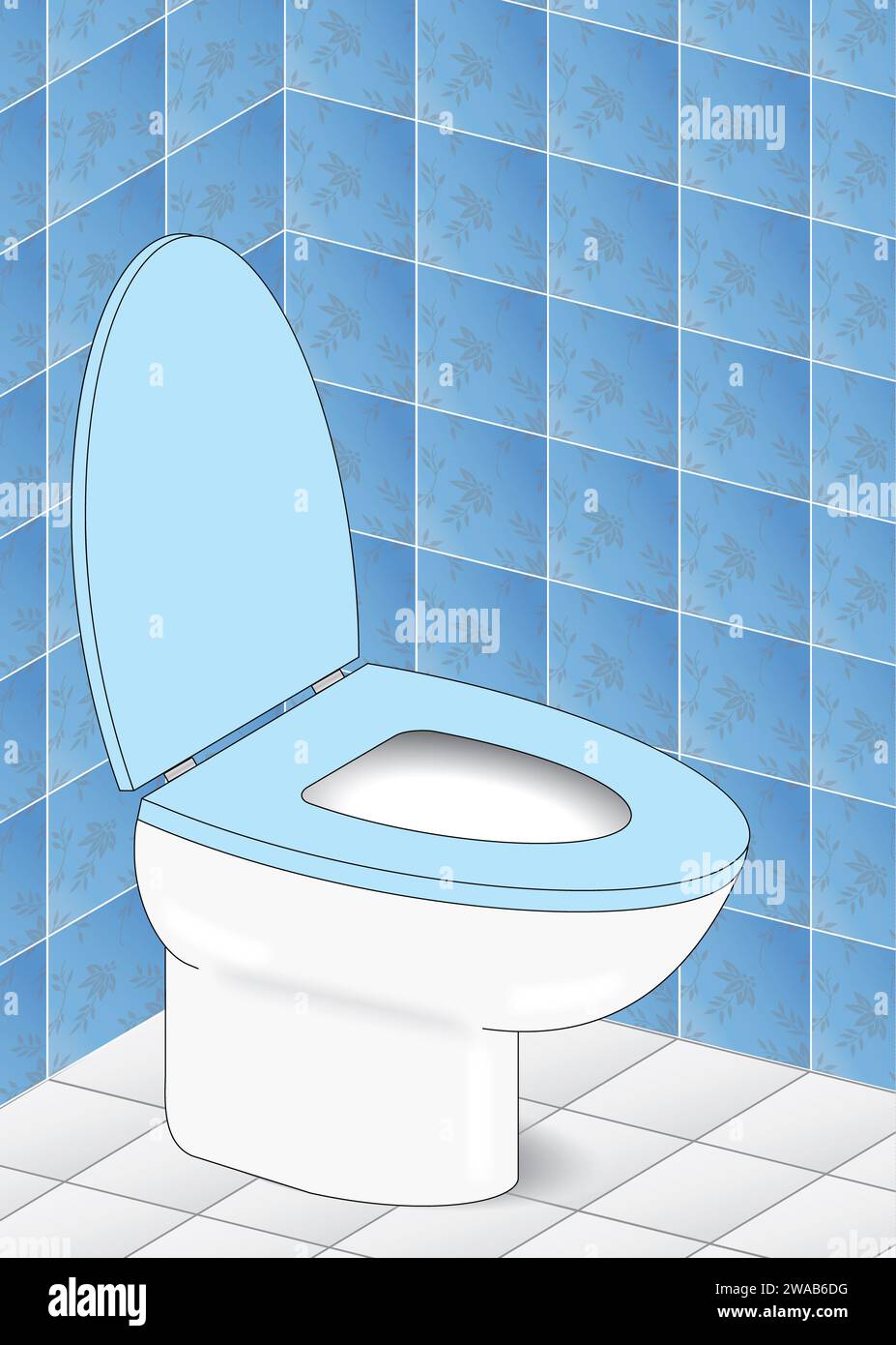 Illustration eines klassischen Keramik-WC im WC-Raum Stockfoto