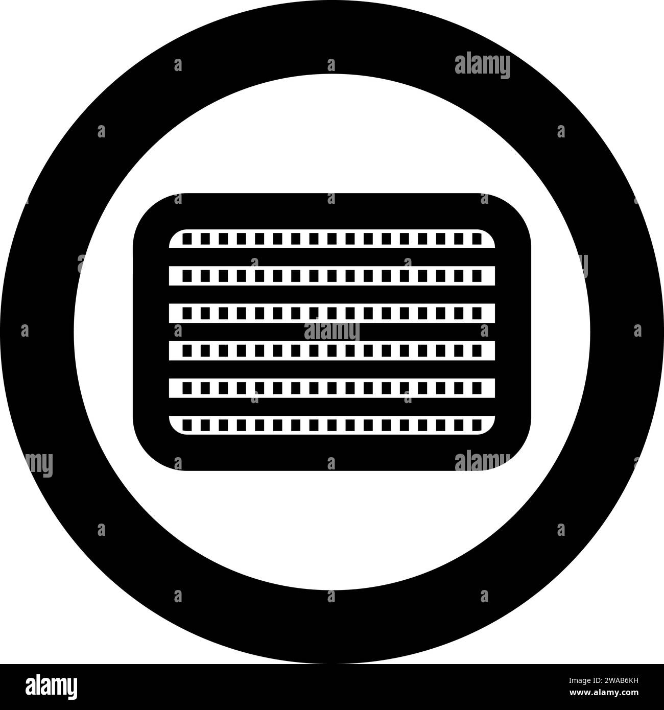 Autokühler Fahrzeugservice Autokühlersatzdetails Konzeptsymbol im Kreis rund schwarz Farbe Vektor Illustration Bild einfarbig Umriss Stil einfach Stock Vektor
