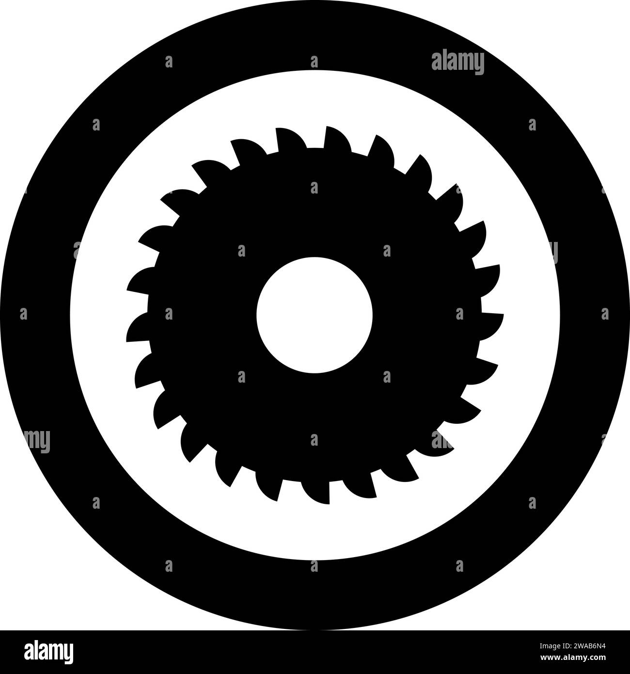 Runde Messer Mühlstein Kreissäge Scheibe Symbol im Kreis rund schwarz Farbe Vektor Illustration Bild Solid Umriss Stil einfach Stock Vektor