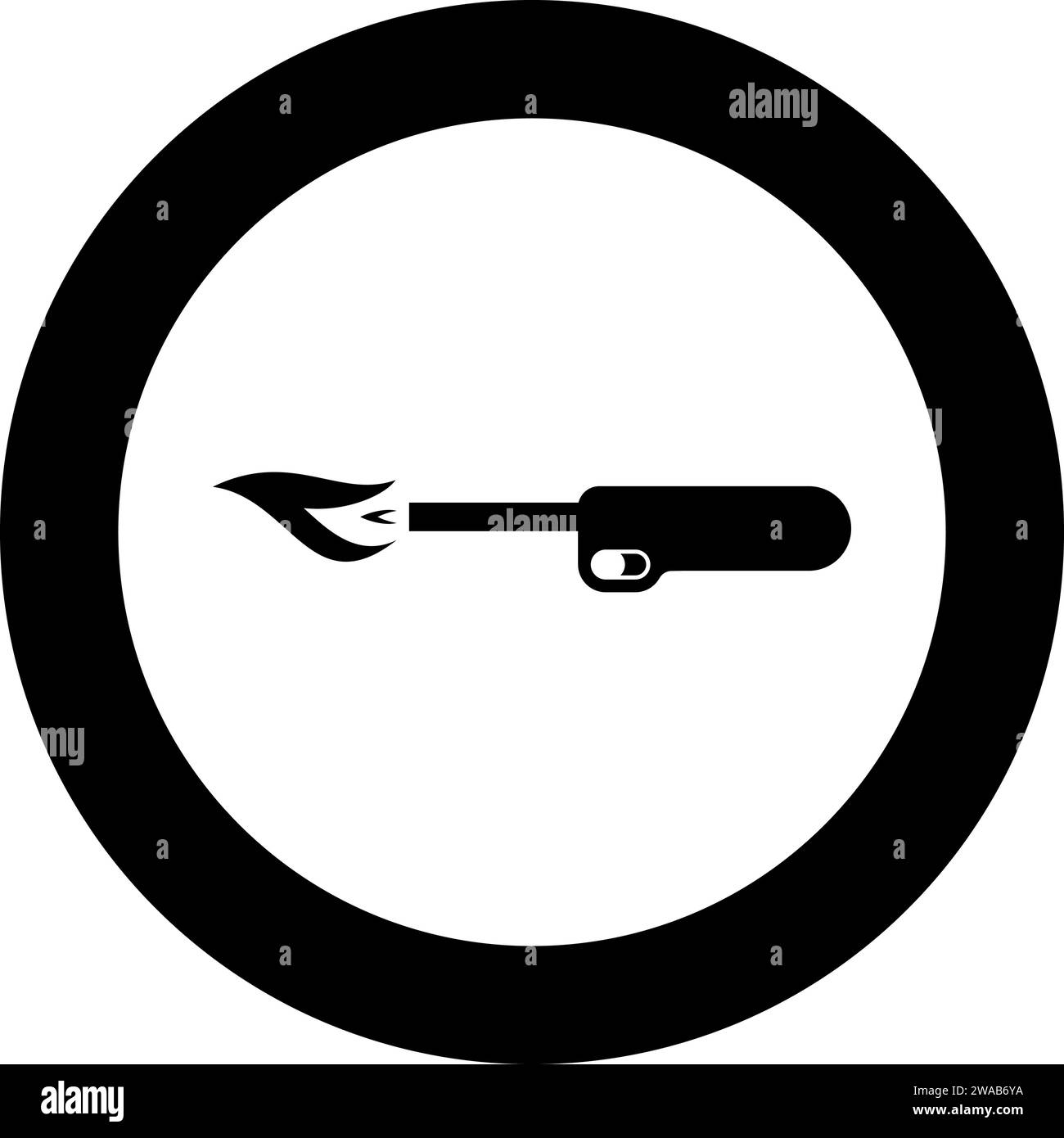 Gas Feuerzeug Küchengebläse mit Flamme industrielle Ausrüstung Icon im Kreis Runde Runde schwarze Farbe Vektor Illustration Bild solide Umrissart einfach Stock Vektor