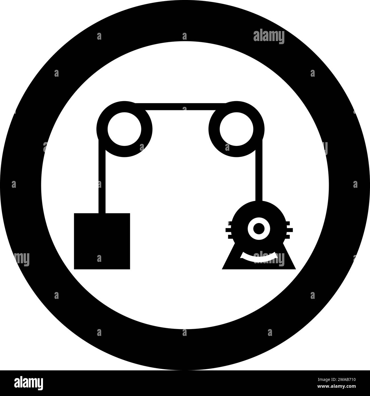 Gravity Engine Symbol im Kreis rund schwarz Farbe Vektor Illustration Bild einfarbig Umriss Stil einfach Stock Vektor