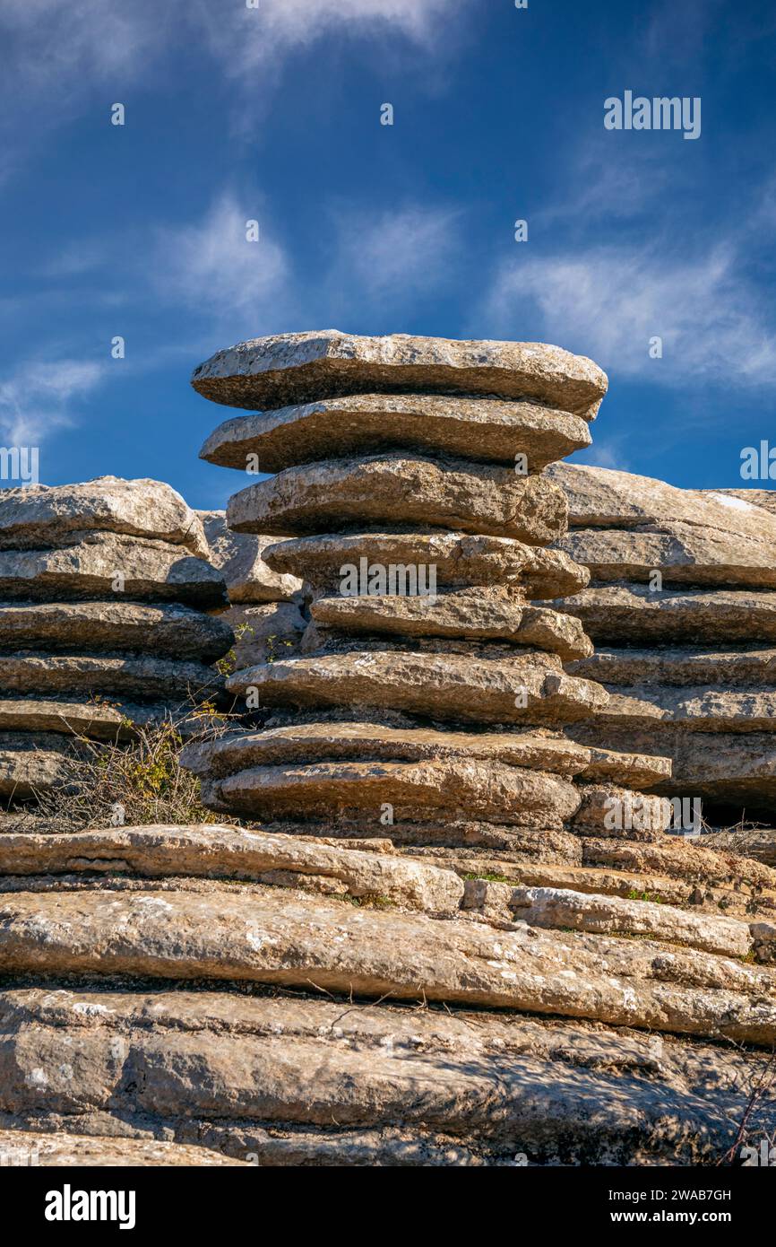 Tornillo del Torcal de Antequera, Malaga, Andalusien, Spanien, wurde zum Naturdenkmal erklärt Stockfoto