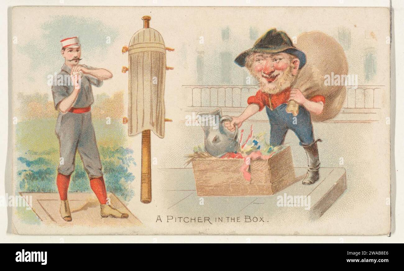 A Pitcher in the Box, aus The Talk of the Diamond Set (N135), herausgegeben von Duke Sons & Co., einer Niederlassung der American Tobacco Company 1963 von W. Duke, Sons & Co. Stockfoto