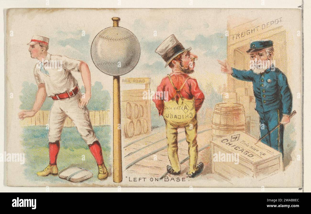 Left on Base, aus dem Talk of the Diamond Set (N135) von Duke Sons & Co., einer Niederlassung der American Tobacco Company 1963 von American Tobacco Company Stockfoto