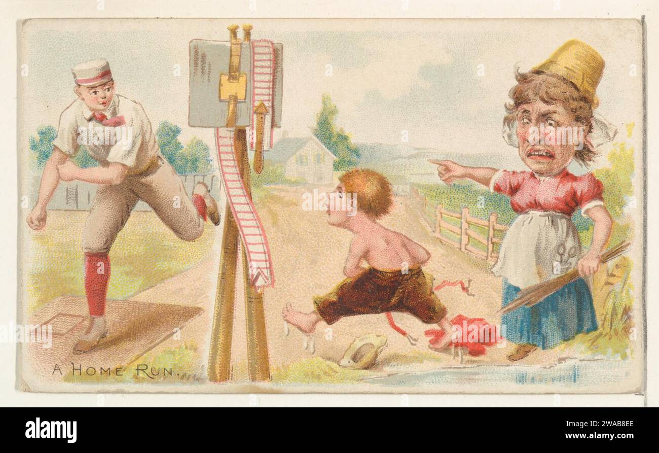 A Home Run, from the Talk of the Diamond Set (N135), herausgegeben von Duke Sons & Co., einer Niederlassung der American Tobacco Company 1963 von W. Duke, Sons & Co. Stockfoto