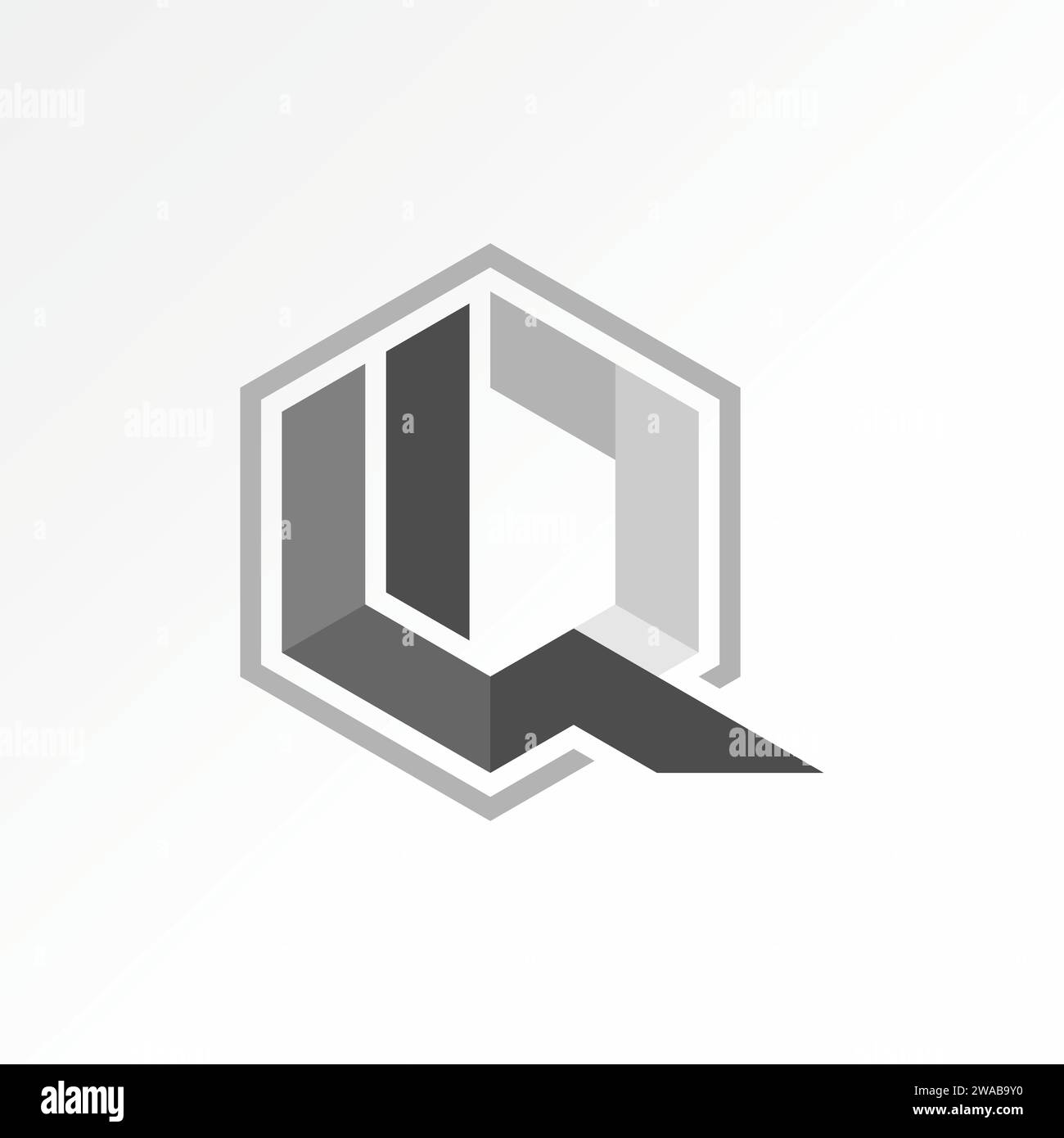 Logo Design Grafikkonzept kreatives Premium abstraktes Vektormaterial einzigartige Initial Letter IQ Schriftart auf sechseckiger Linie. Im Zusammenhang mit der Monogramm-Techniktypographie Stock Vektor