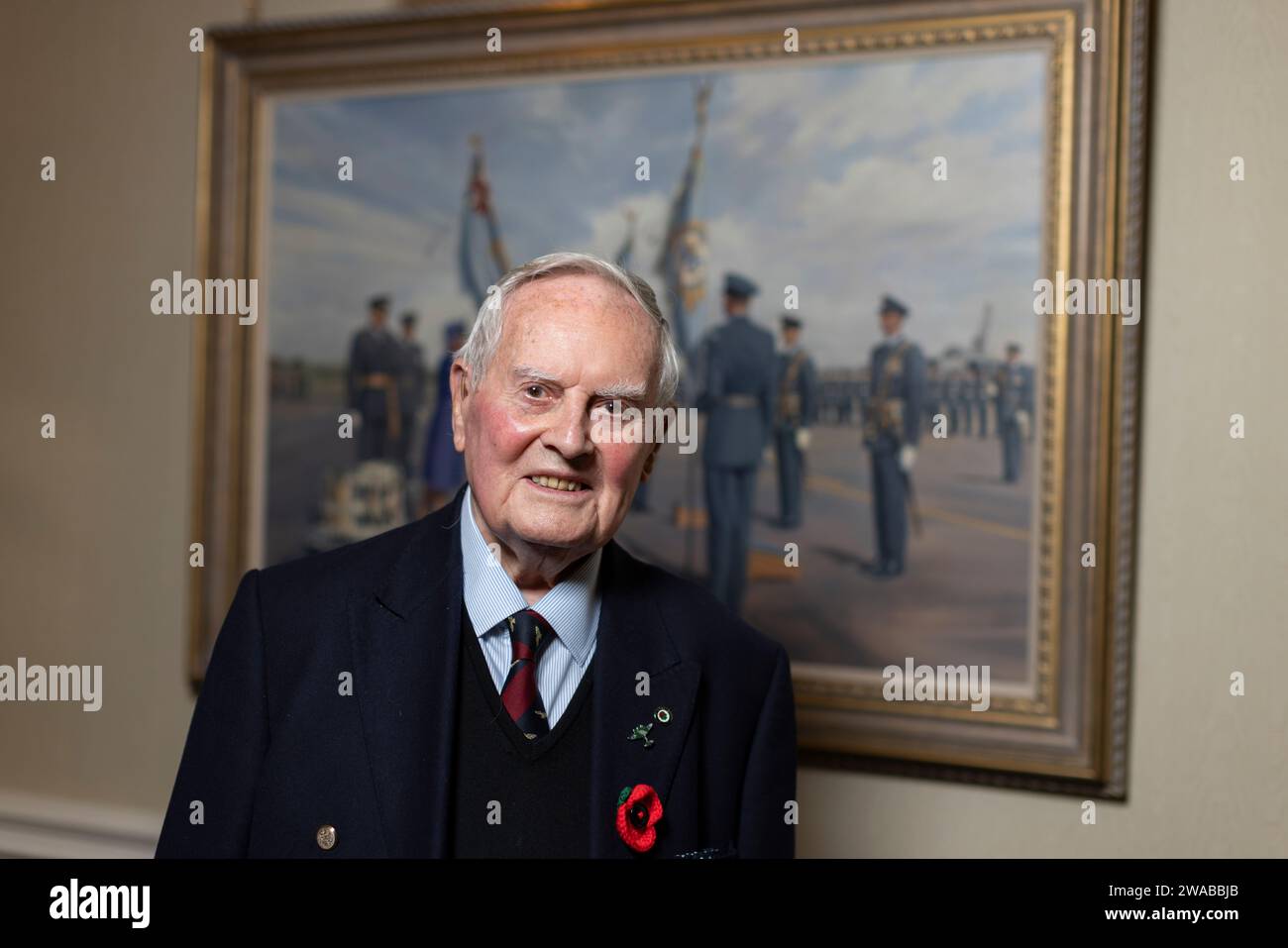 Colin Bell DFC diente im Bomber Command in East Anglia (RAF Downham Market und RAF Wyton) als Pathfinder eines Moskito-Flugzeugs während des Zweiten Weltkriegs Stockfoto