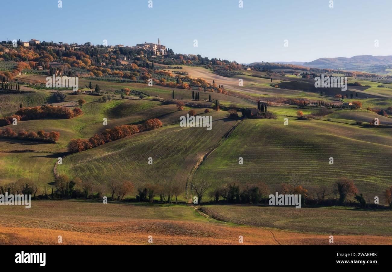 Ein Morgen in Val D'Orcia Stockfoto