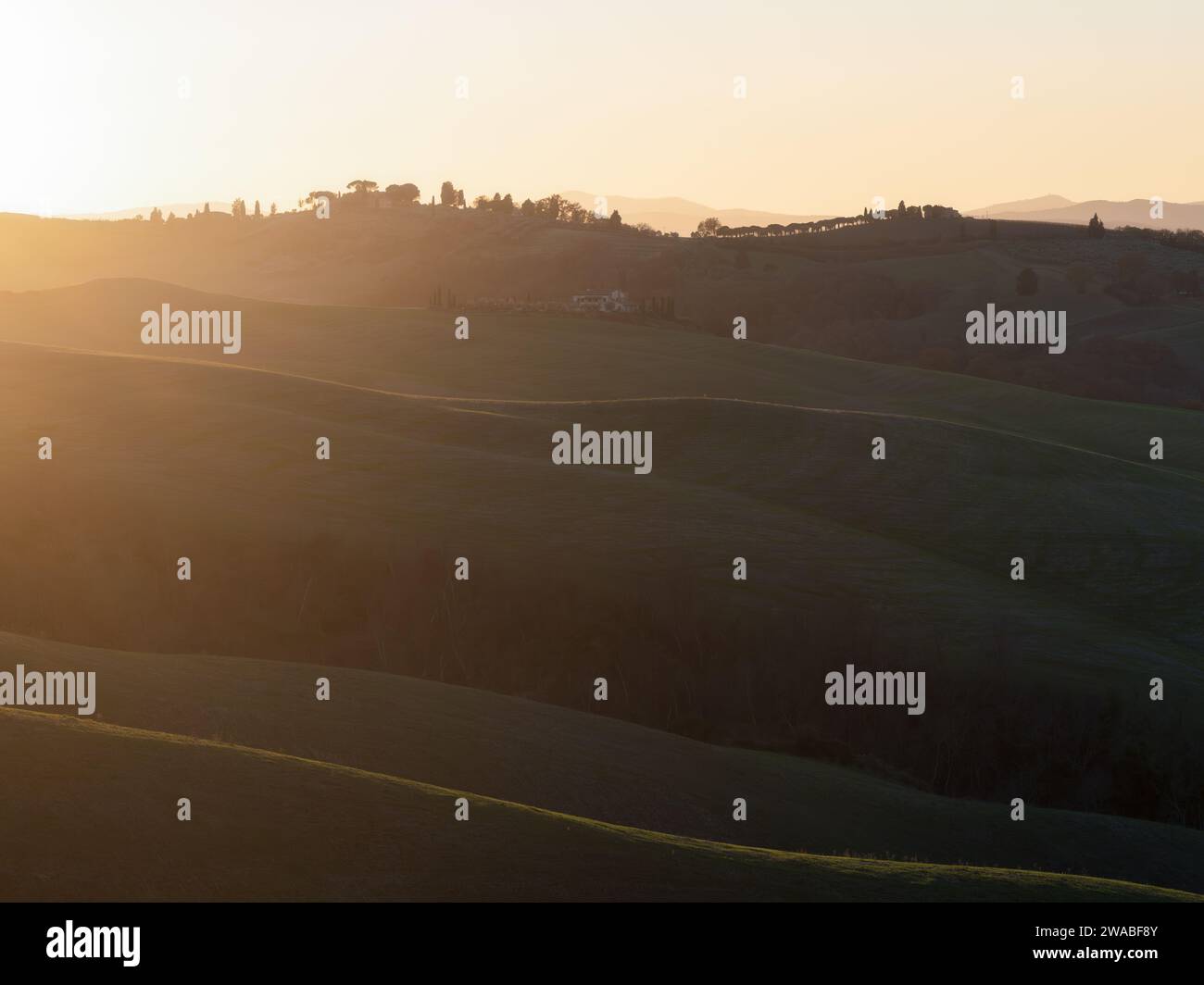 Enjoyng ein wunderschöner Sonnenuntergang in der Toskana Stockfoto