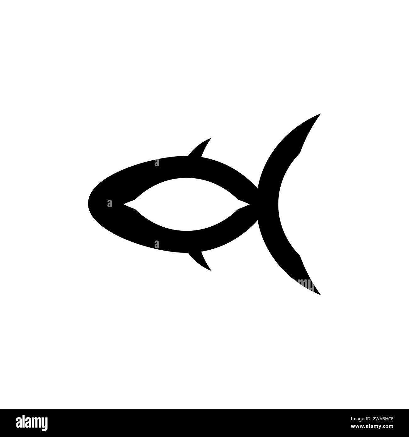 Fischlogo. Ein einfaches und einzigartiges Symbol, das angibt, wie die Fische allein stehen. Dieses Logo eignet sich für Lebensmittelunternehmen und andere Schifffahrtsunternehmen. Stock Vektor