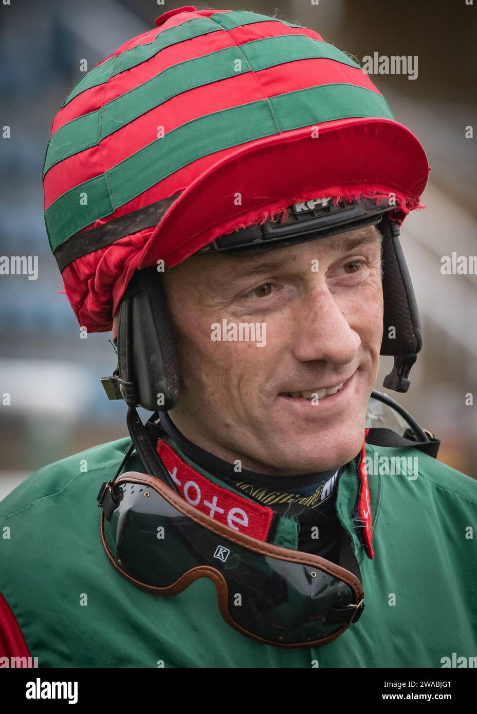 Jockey Sam Twiston-Davies auf der Doncaster Racecourse im 23. Dezember Stockfoto